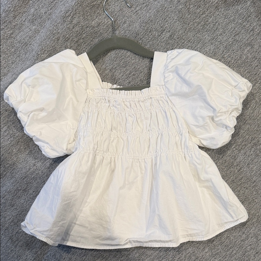 Zara Kids White Puff Sleeve Top